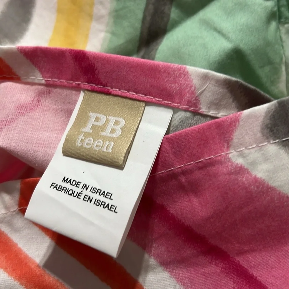 Pottery Barn Teen Striped Cotton Full/Queen Duvet Cover W/ 2 standard shams